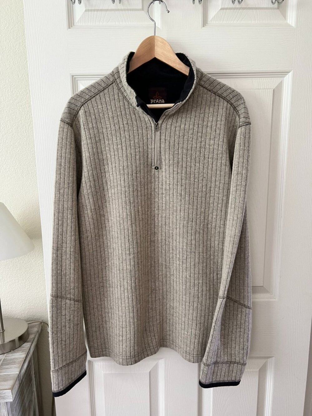 prAna Trask Wool Blend Quarter-Zip Sweater L